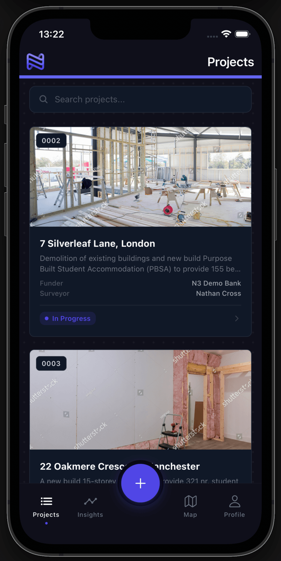 N3 Go projects screen